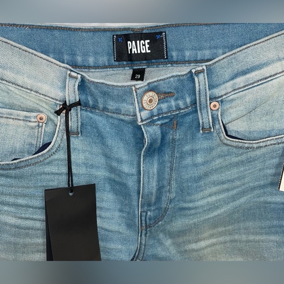 Paige Jeans Mens 29x30 Blue Lennox Slim Stretch Mid Rise Medium Wash Stretch New - Picture 5 of 8